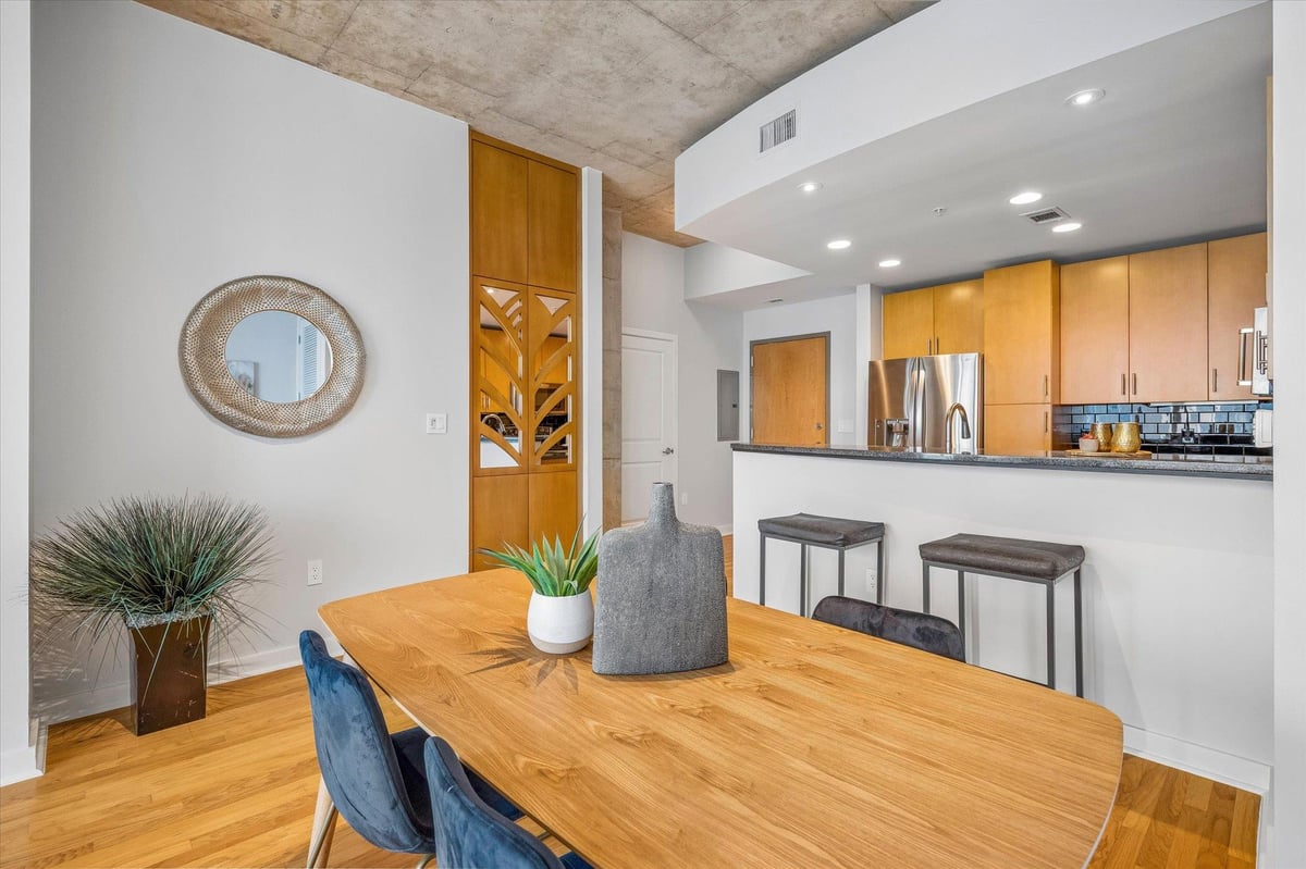 Primary bedroom at 360 Nueces St Unit #2005 - 2 bed 2 bath home