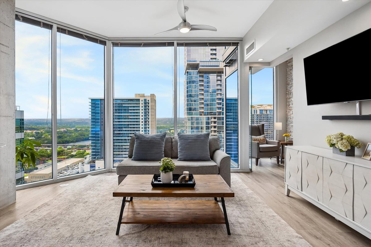 Living area at 360 Nueces St Unit #2302 - 2 bed 2 bath home