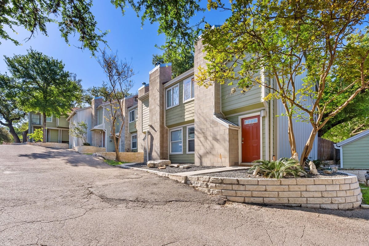 View 3601 Menchaca RD Unit #105 in Sanctuary 3601 Menchaca RD Unit #105 - front exterior - Luxury home in Sanctuary, Austin, TX