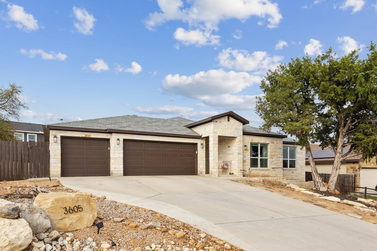 View 3605 Bunyan Cir in Highland Lake Estates Sec 09 3605 Bunyan Cir - front exterior - Luxury home in Highland Lake Estates Sec 09, Lago Vista, TX