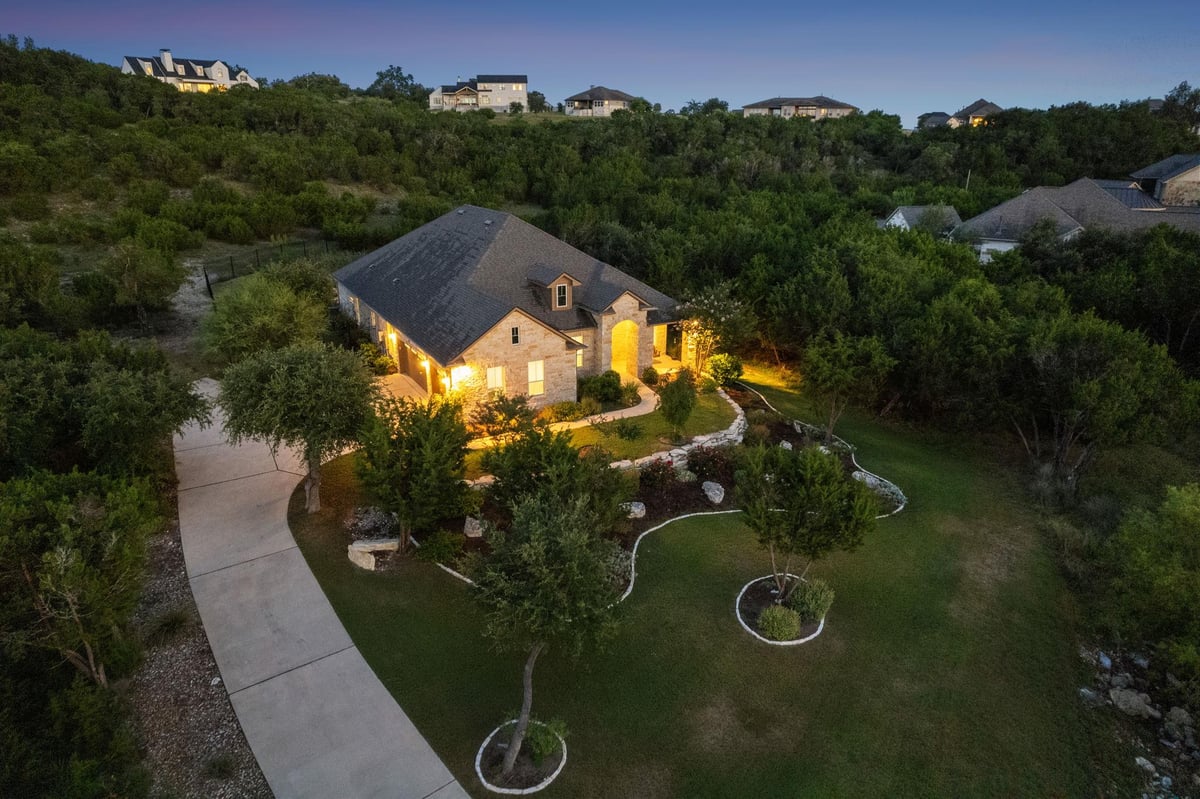 377 Bristlecone Dr - front exterior - Luxury home in Rim Rock Ph Two Sec Four, Driftwood, TX
