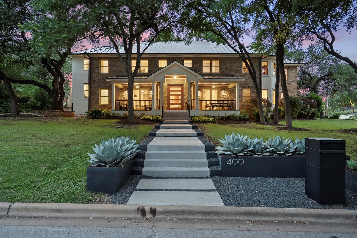 400 ALMARION Dr - front exterior - Luxury home in Rollingwood, Austin, TX