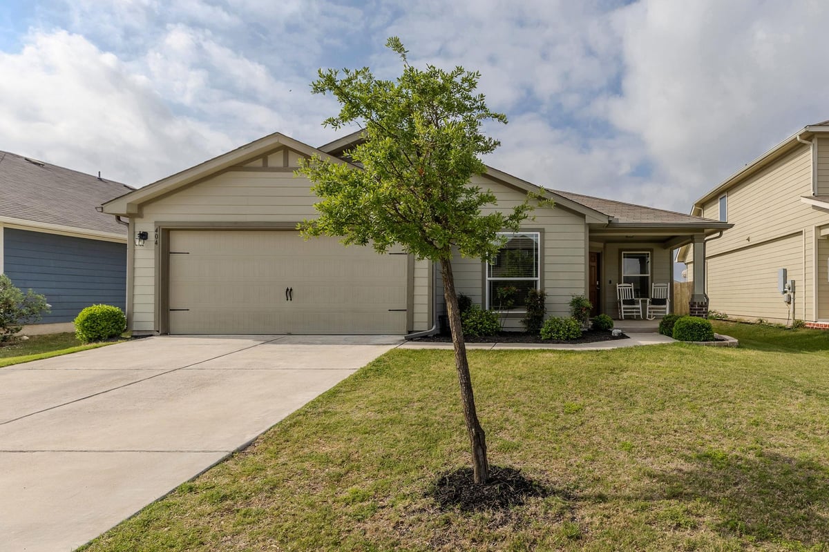 View 404 Cassandra Dr in Riverwalk Ph 3 Sec #5 404 Cassandra Dr - front exterior - Luxury home in Riverwalk Ph 3 Sec #5, Hutto, TX