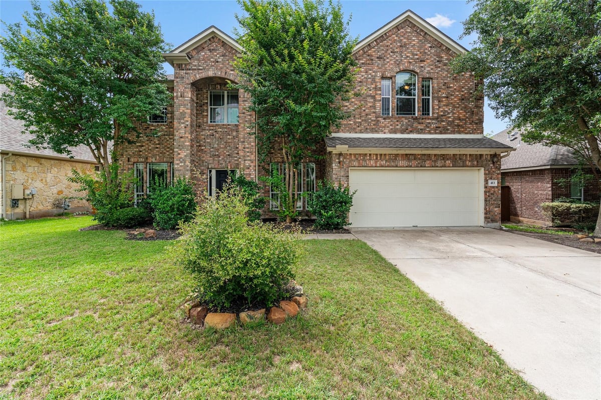 413 Monahans DR - front exterior - Luxury home in Parkside At Mayfield Ranch Sec 10, Georgetown, TX