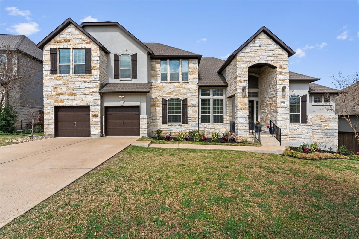 View 438 Brentwood DR in Belterra Sec 17 438 Brentwood DR - front exterior - Luxury home in Belterra Sec 17, Austin, TX