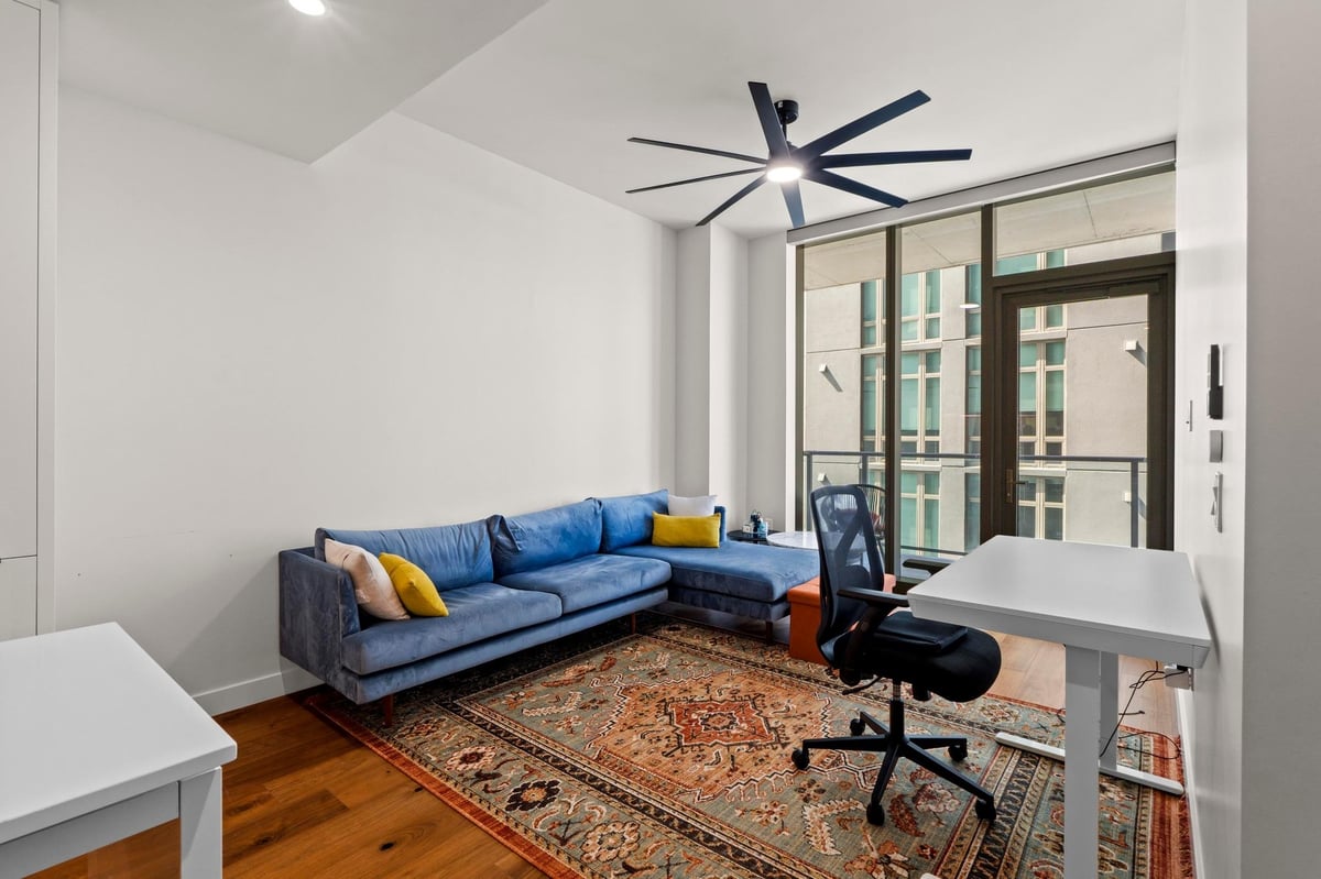 Primary bedroom at 44 East Ave Unit #1602 - 1 bed 1 bath home