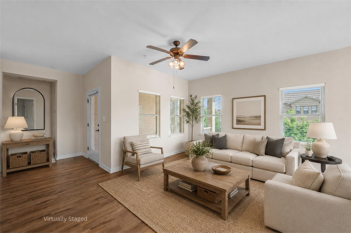 Living area at 4416 Berkman Dr Unit #B - 3 bed 2 bath home