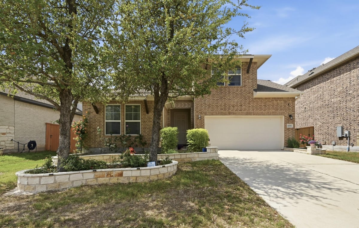 View 4434 Hannover Way in Highlands at Mayfield Ranch 4434 Hannover Way - front exterior - Luxury home in Highlands at Mayfield Ranch, Round Rock, TX