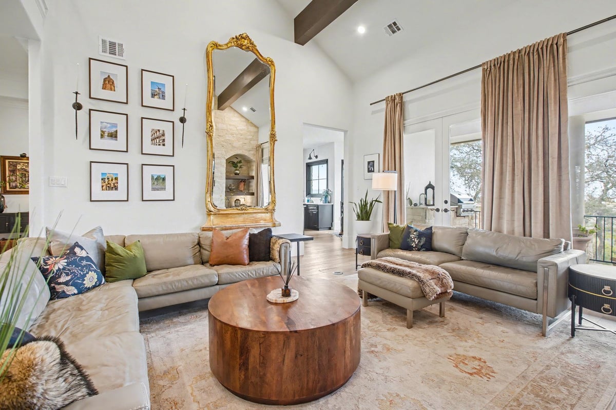 447 Winning Colors - living area with bright living room and arched windows - Luxury home in Key Ranch At The Polo Club, A...