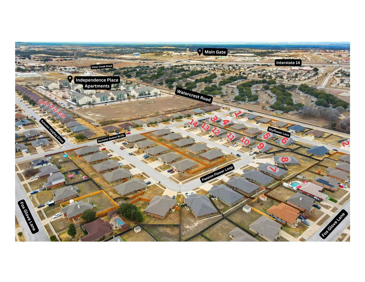 View 4509 N Passion Flower Loop in Sunflower Estates Ph Six 4509 N Passion Flower Loop - aerial view with 4509 N Passion Flower Loop in Killeen - Luxury home in Sunflower Estates Ph ...
