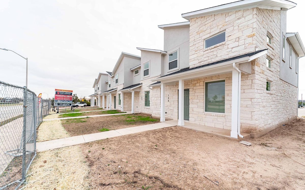 View 500 Municipal Dr Unit #601 in Municipal Drive Townhomes 500 Municipal Dr Unit #601 - front exterior - Luxury home in Municipal Drive Townhomes, Leander, TX
