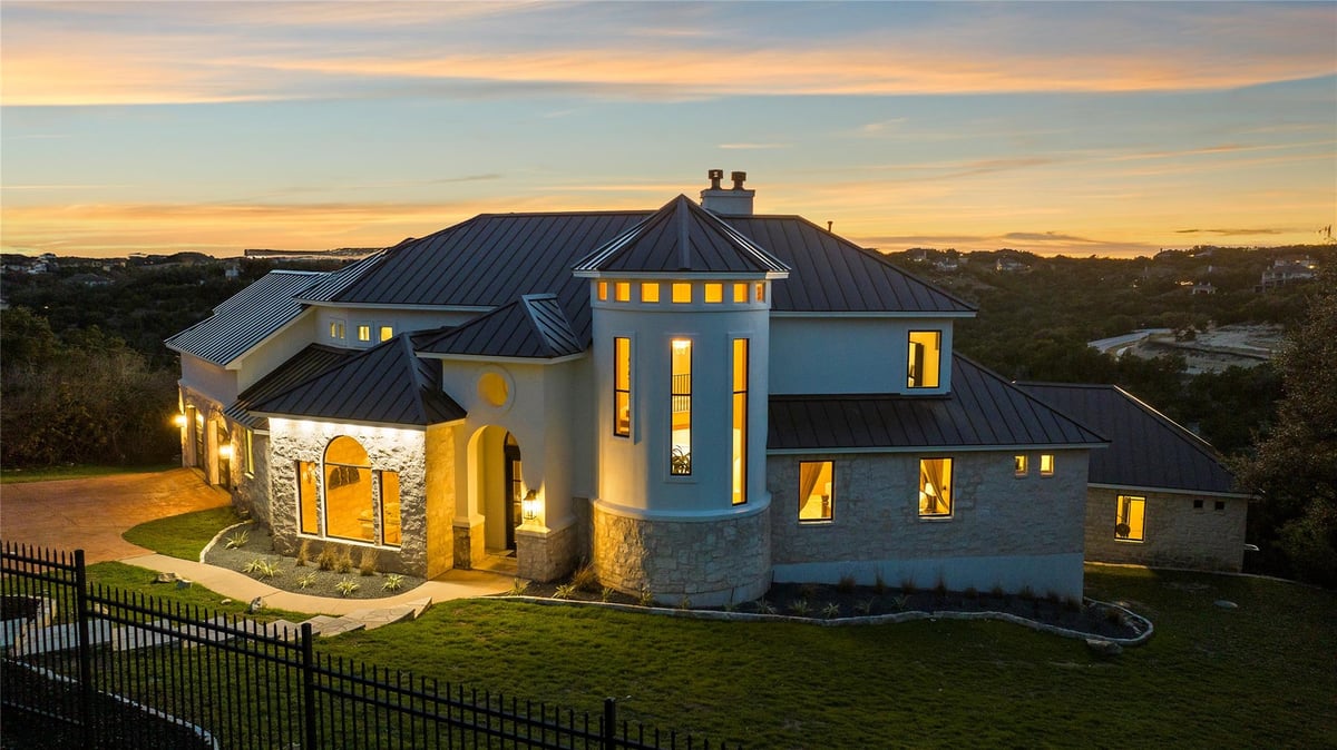 View 5009 McIntyre CIR in OUT/TRAVIS 5009 McIntyre CIR - aerial view with twilight Hill Country residence - Luxury home in OUT/TRAVIS, Austin, TX
