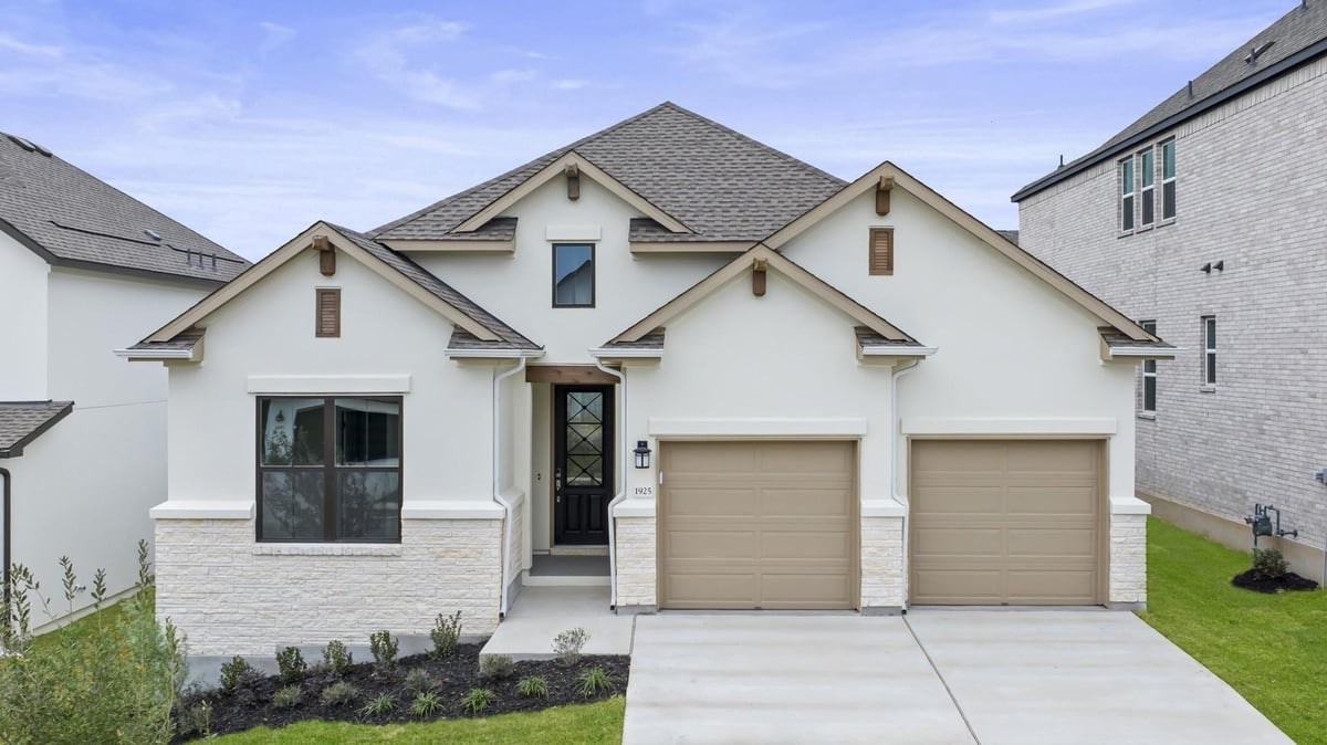 View 501 Bastia Cv in Regency at Santa Rita Ranch - Orchard Collection 501 Bastia Cv - front exterior - Luxury home in Regency at Santa Rita Ranch - Orchard Collection, Liberty Hill, TX
