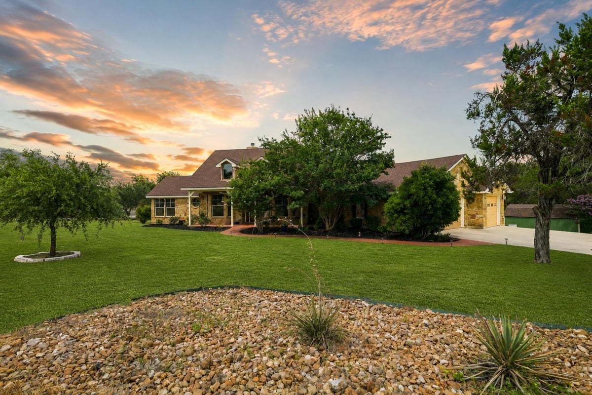 View 501 Goodnight TRL in Poundhouse Hills Sec 2 501 Goodnight TRL - front exterior - Luxury home in Poundhouse Hills Sec 2, Dripping Springs, TX