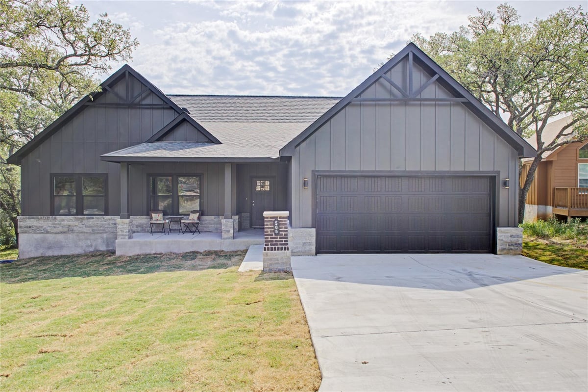 View 505 Chantilly Ln in Lakeside Beach 505 Chantilly Ln - front exterior - Luxury home in Lakeside Beach, Spicewood, TX