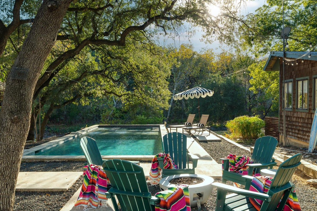 View 505 Deer Lake Rd in Deer Lake Estates 505 Deer Lake Rd - front exterior - Luxury home in Deer Lake Estates, Wimberley, TX