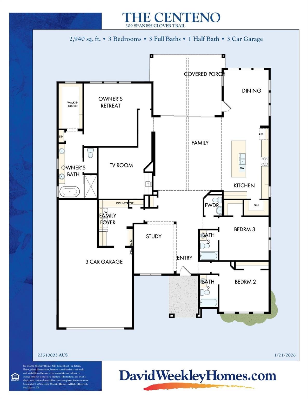 Living area at 509 Spanish Clover Trl - 3 bed 3 bath home
