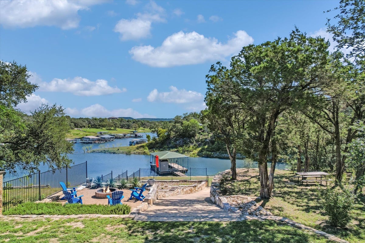View 5711 Pool Canyon CV in Hudson Bend Colony 02 5711 Pool Canyon CV - view with private boat dock - Luxury home in Hudson Bend Colony 02, Austin, TX