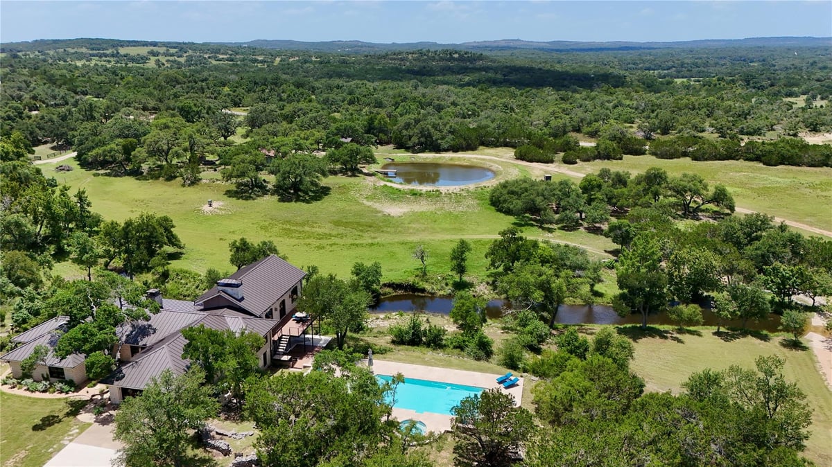 View 5801 Mount Gainor RD in N/A 5801 Mount Gainor RD - aerial view with 5801 Mount Gainor Rd in Dripping Springs - Luxury home in N/A, Dripping Springs, TX