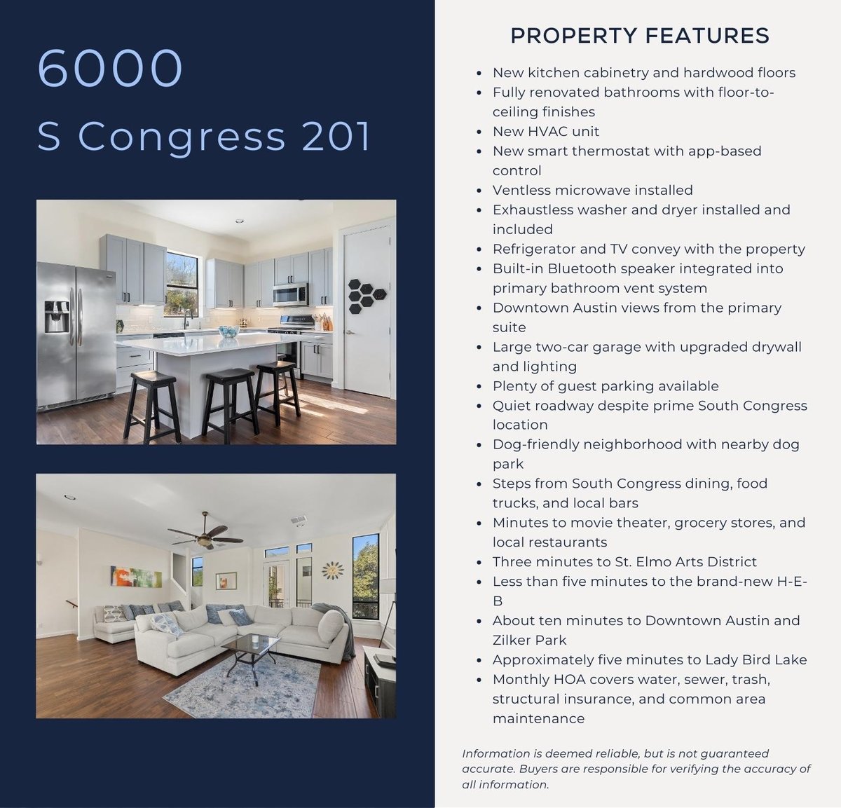 Living area at 6000 S Congress Ave Unit #201 - 3 bed 2 bath home