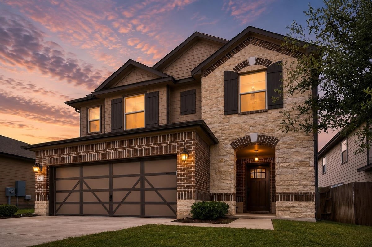View 6212 Conestoga Wagon WAY in Ross Road (Sundance Crossing) 6212 Conestoga Wagon WAY - front exterior - Luxury home in Ross Road (Sundance Crossing), Del Valle, TX