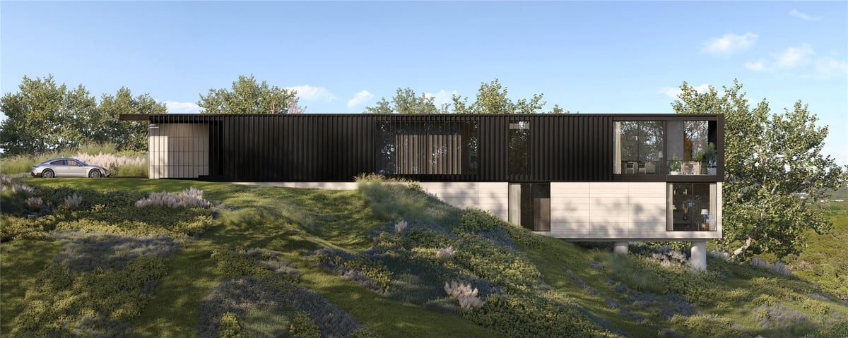 Front exterior with modern minimalist architecture at 6507  Bridge Point Pkwy  #Lot 4 - 4 bed 4 bath home