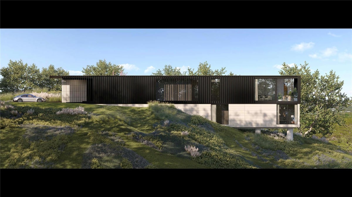 Front exterior with architectural rendering at 6507  Bridge Point Pkwy  #Lot 7 - 3 bed 3 bath home