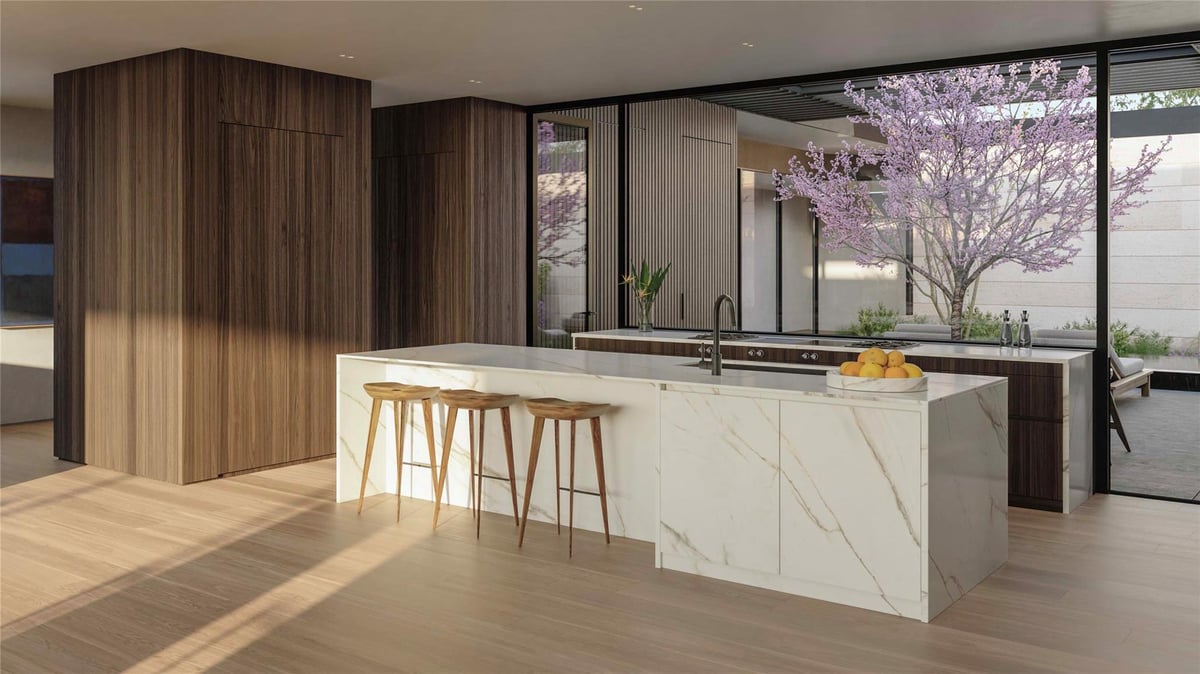 Gourmet kitchen with architectural rendering at 6507  Bridge Point Pkwy  #Lot 7 - 3 bed 3 bath home