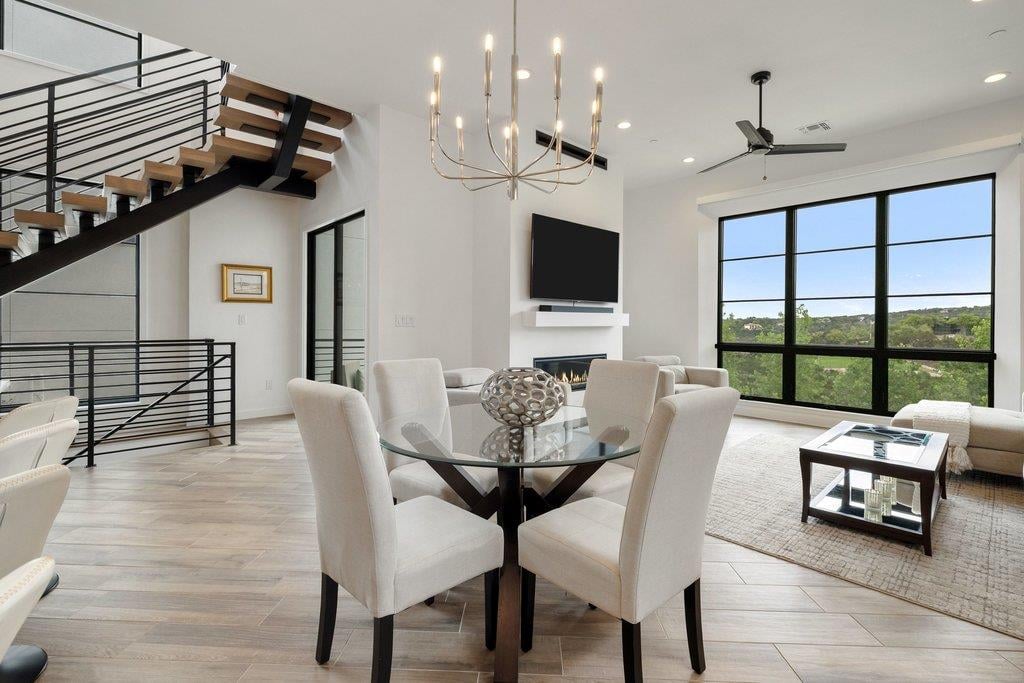 View 6603 Liliana Ln Unit #5 in The Addie 6603 Liliana Ln Unit #5 - living area with open living and dining area - Luxury home in The Addie, Austin, TX