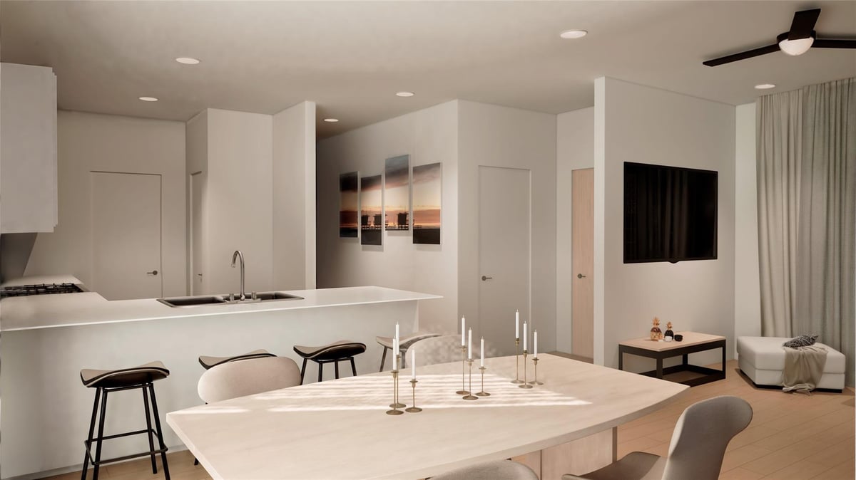Living area at 7310 Carver Ave Unit #2 - 3 bed 2 bath home