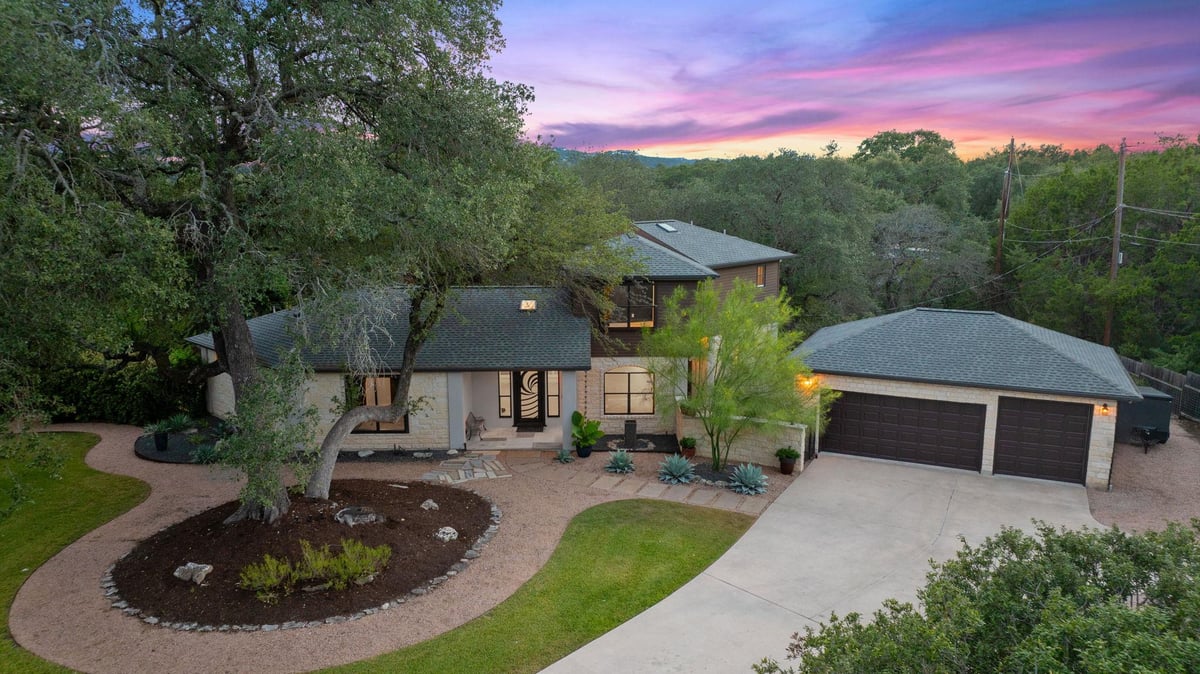 View 7315 Oak Shores Dr in Oak Shores on Lake Austin 7315 Oak Shores Dr - front exterior - Luxury home in Oak Shores on Lake Austin, Austin, TX