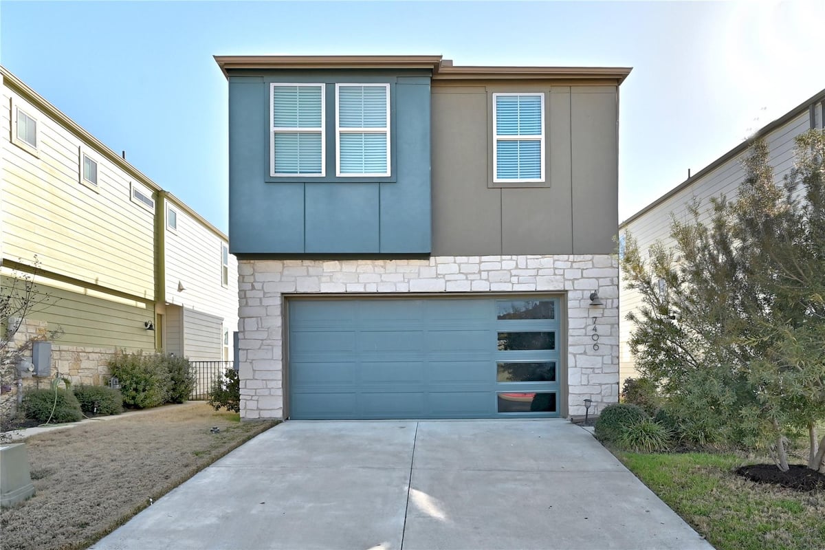 View 7406 Harmony Shoals Bnd Unit #260 in Easton Park Community 7406 Harmony Shoals Bnd Unit #260 - front exterior - Luxury home in Easton Park Community, Austin, TX