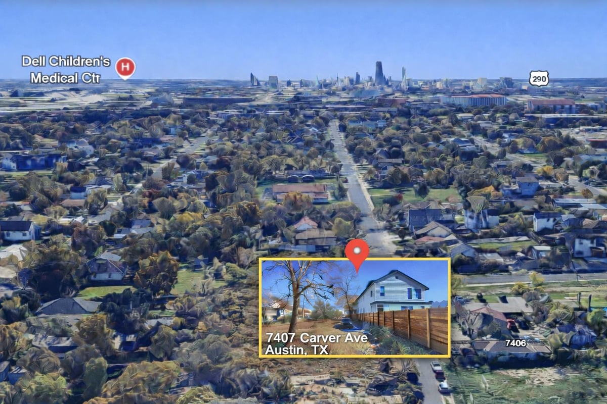 View 7407 Carver Ave in St Johns College Add 7407 Carver Ave - front exterior - Luxury lot in St Johns College Add, Austin, TX