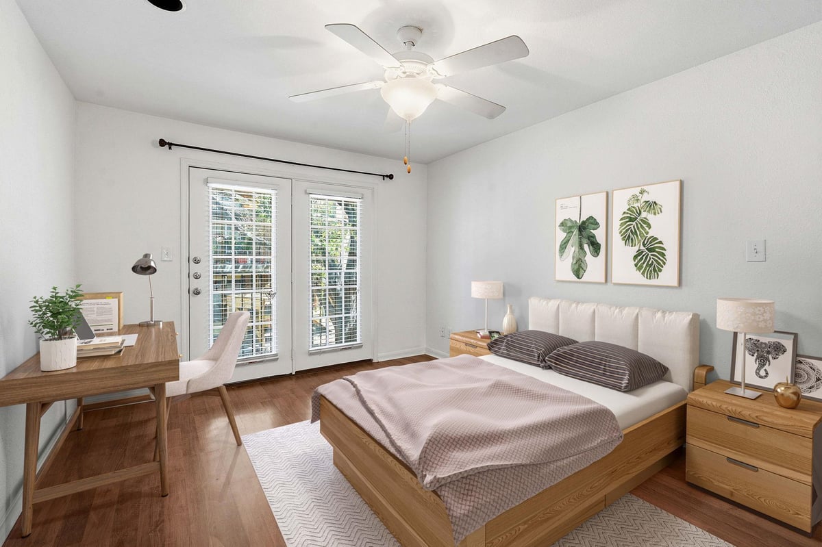 Primary bedroom at 7685 Northcross Dr Unit #1121 - 2 bed 2 bath home