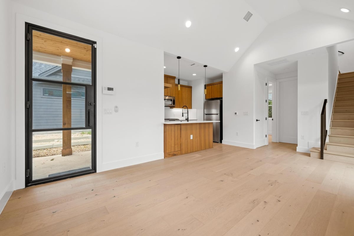 Living area at 7706 Watson St Unit #2 - 2 bed 2 bath home