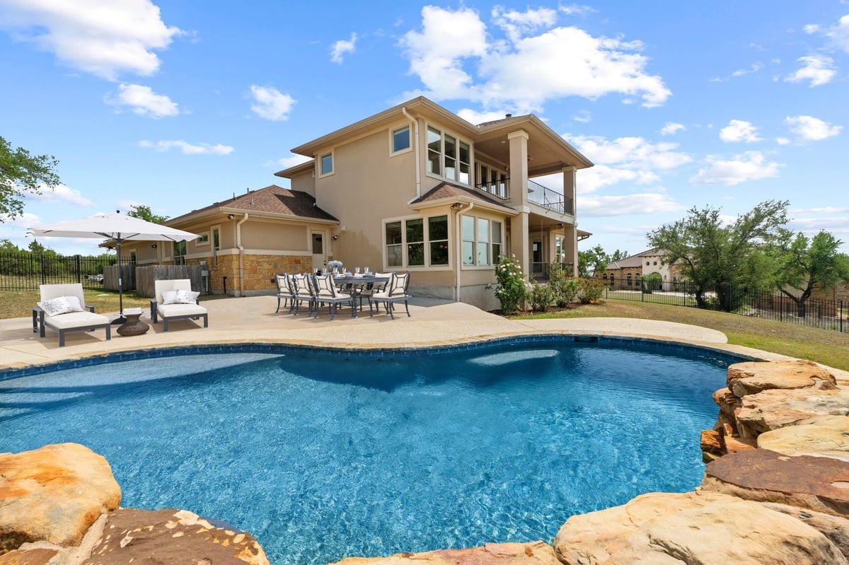 View 8293 Lime Creek Rd in Ridge View 8293 Lime Creek Rd - front exterior - Luxury home in Ridge View, Volente, TX