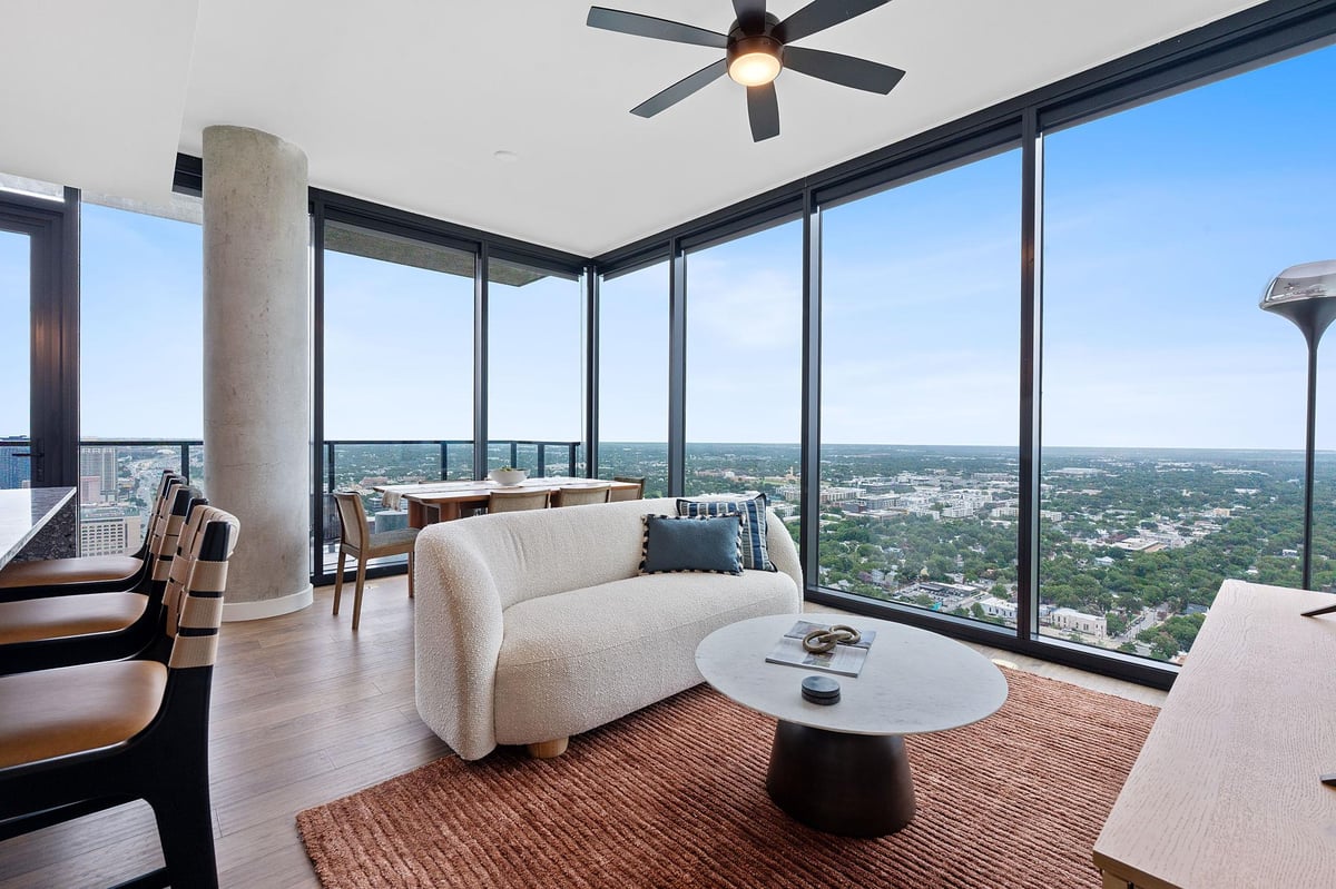 Living area at 84 East Ave Unit #1904 - 1 bed 1 bath home