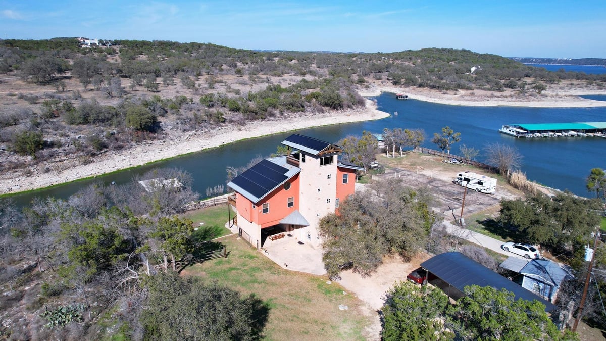 View 840 Windy Shores Loop in Siesta Shores Sec 1 840 Windy Shores Loop - front exterior - Luxury home in Siesta Shores Sec 1, Spicewood, TX