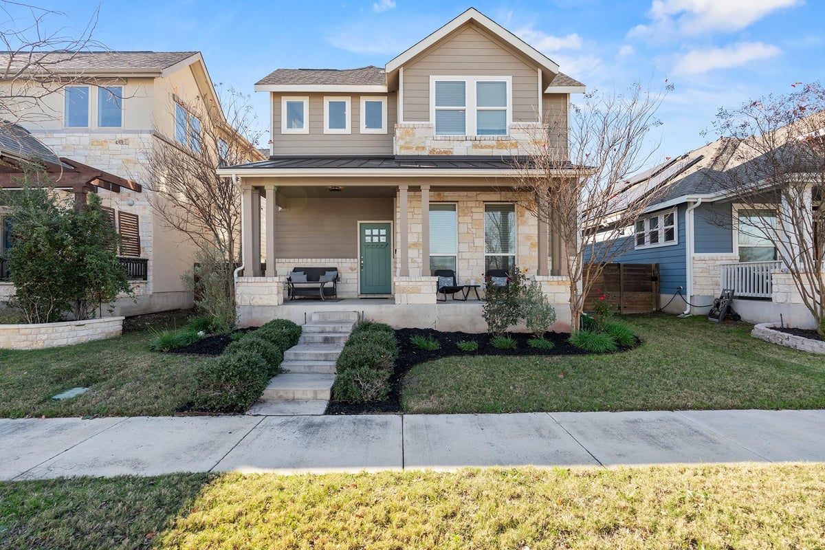View 8808 Blaze Dr in Goodnight Ranch Ph 1 Sec 2 8808 Blaze Dr - front exterior - Luxury home in Goodnight Ranch Ph 1 Sec 2, Austin, TX