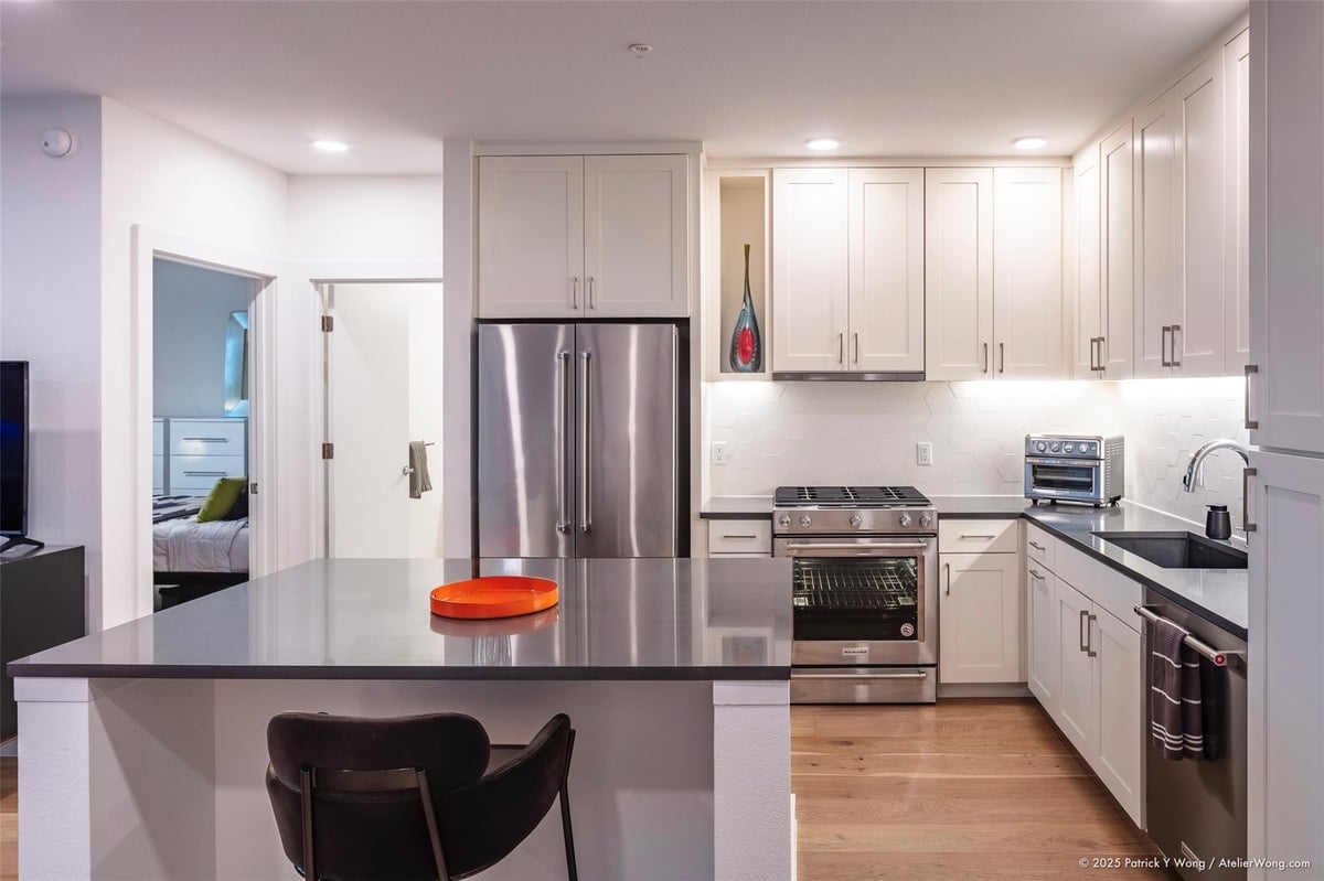 Primary bedroom at 900 S 1st St Unit #416 - 1 bed 1 bath home