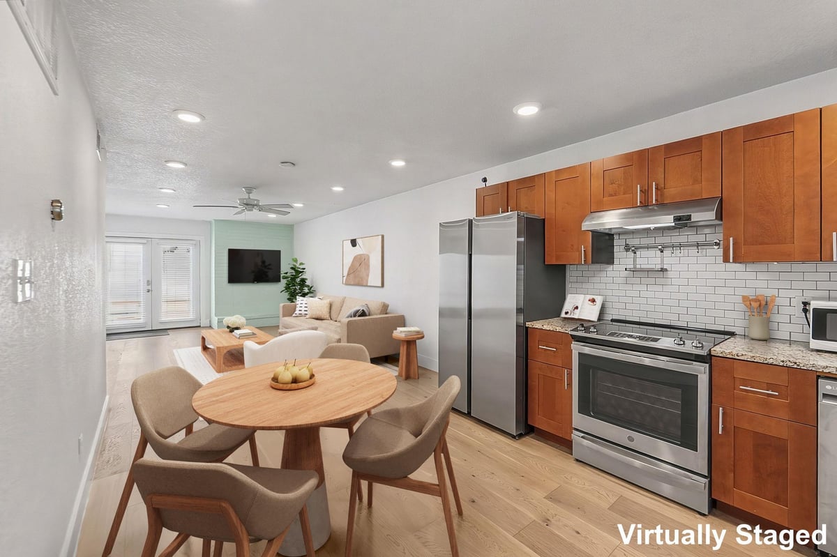 Living area at 909 Reinli St Unit #118 - 2 bed 2 bath home