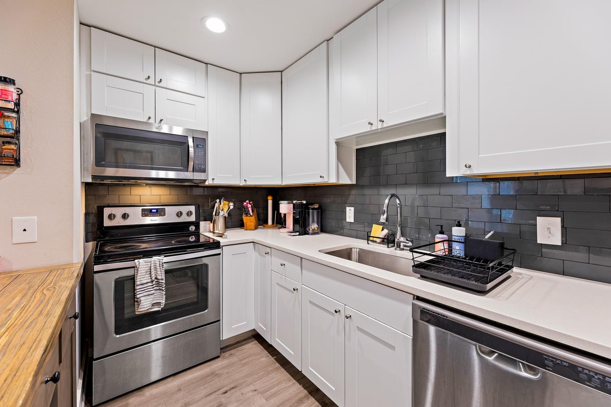Kitchen at 935 La Posada Dr Unit #128 - 2 bed 2 bath home
