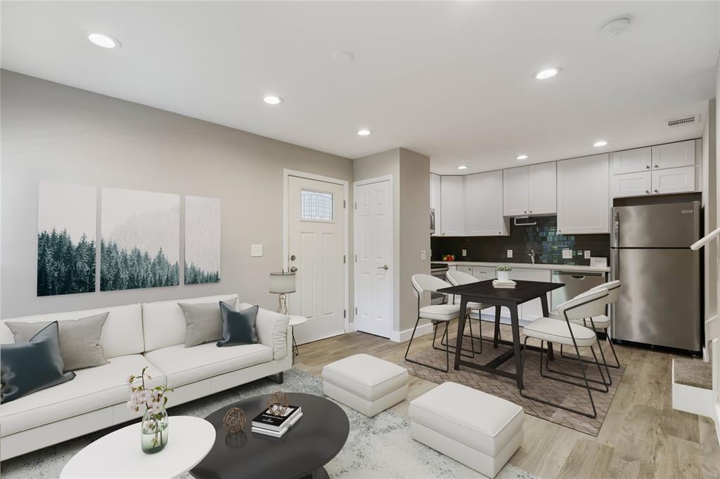 Living area at 935 La Posada Dr Unit #158 - 2 bed 2 bath home