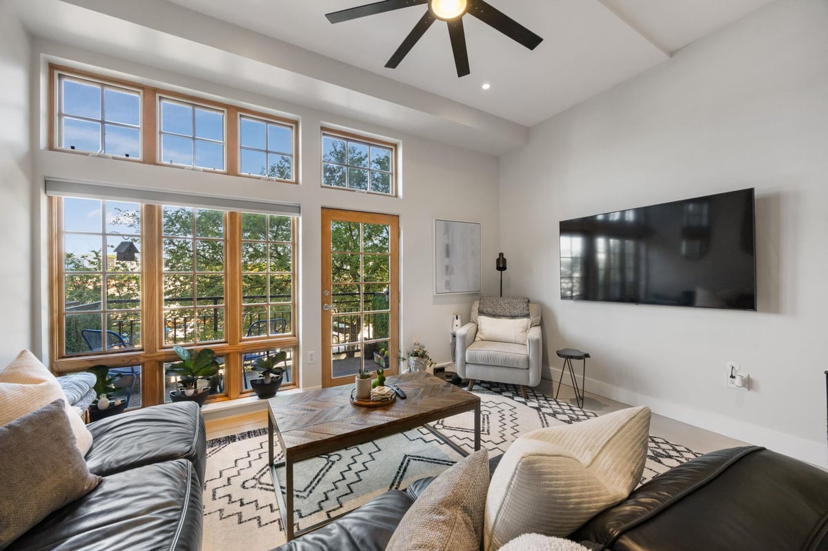 Primary bedroom at 2235 E 6th St Unit #216 - 1 bed 2 bath home