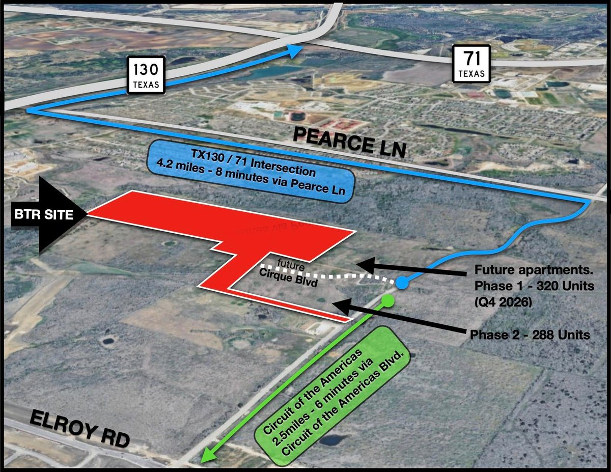 View TBD Circuit Of The Americas BLVD in Del Valle TBD Circuit Of The Americas BLVD, aerial view with annotated development site map, Del Valle, Del Valle, TX