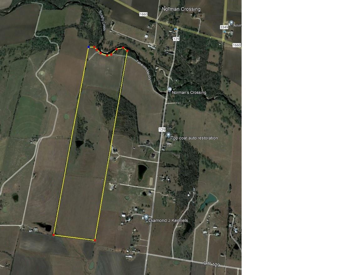 View Tbd Cr 129 in Taylor Tbd Cr 129 - aerial view with satellite parcel boundary map - Luxury home in Taylor, Taylor, TX