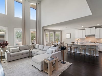 Gourmet kitchen with open kitchen and two-story living area at 15504 Cabrillo Way - 4 bed 3 bath home