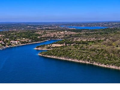 Aerial view with panoramic Hill Country views at 0 Lohman Ford Rd - ABS 207 SUR 740 COX B F ACR 315.3630 [1-D-1], Lago Vis...
