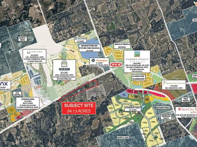 Aerial view - 000 Ronald W Reagan Blvd Aerial view with 54.13 acre development site at 000 Ronald W Reagan Blvd - North West Georgetown, Georgetown, TX