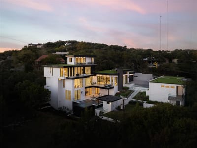 Aerial view with Modern architecture with clean lines at 1003 The High Rd - 7 bed 8 bath home